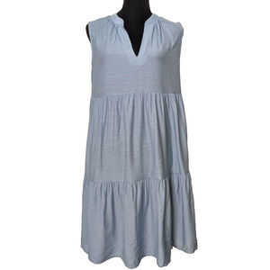 Women's Sleeveless Pleated Dress Med Blue Beach Cover Up Cruise Resort Style